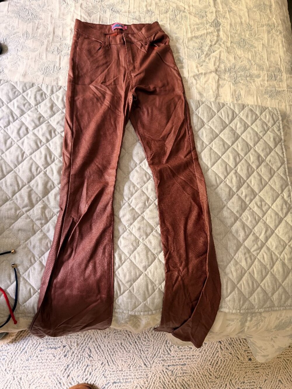 Edikted Brown Leather Pants Flare size S